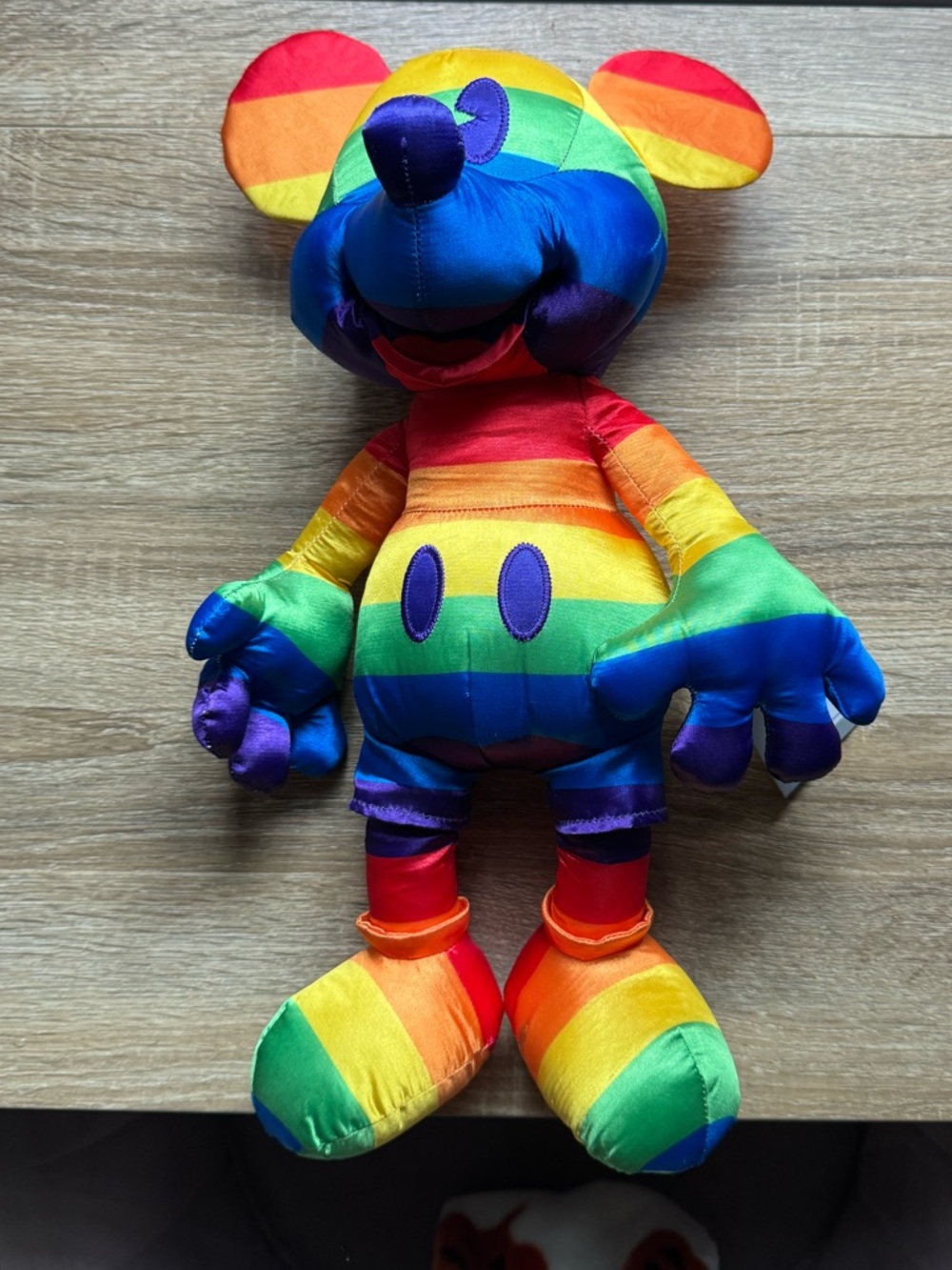 Disney Rainbow Mickey Mouse Plush - Bright Multicolor Stripes